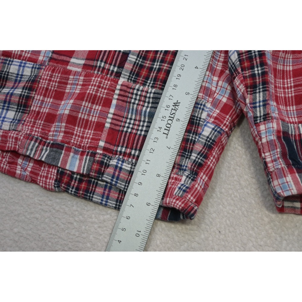 Chaps Patchwork Plaid Shorts Mens 32 Red White Blue Cotton Preppy Excellent - Picture 2 of 8